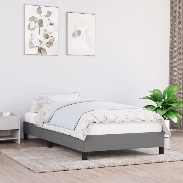 The Living Store Struttura letto grigio scuro 90x190 cm in tessuto