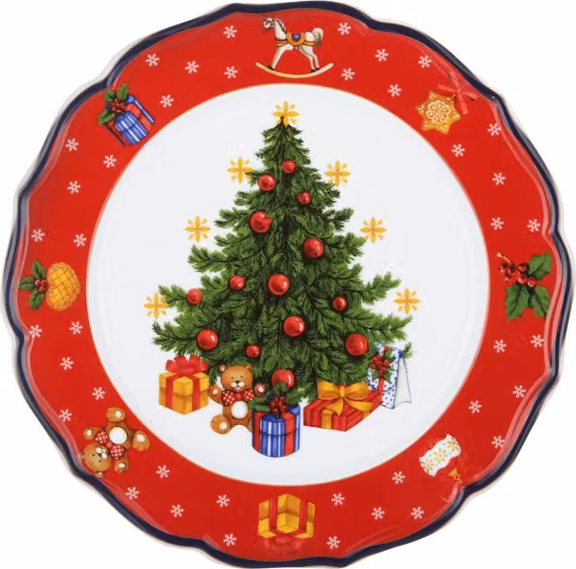 Sottopiatto di Natale con decorazione Albero di Natale KASANOVA, colore rosso, Diametro: 32,5 cm – 1