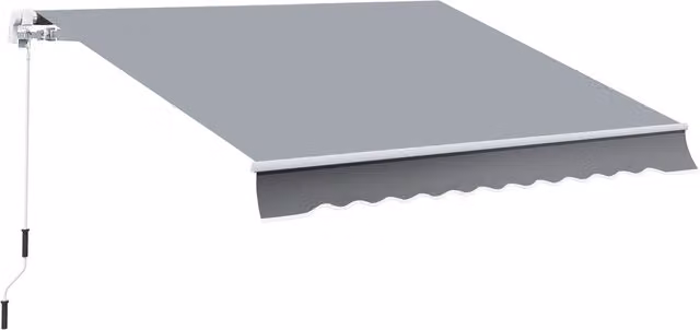 Tenda da sole avvolgibile Outsunny con manovella in metallo, alluminio e poliestere, Grigio, L: 395 cm, H: 245 cm – 1