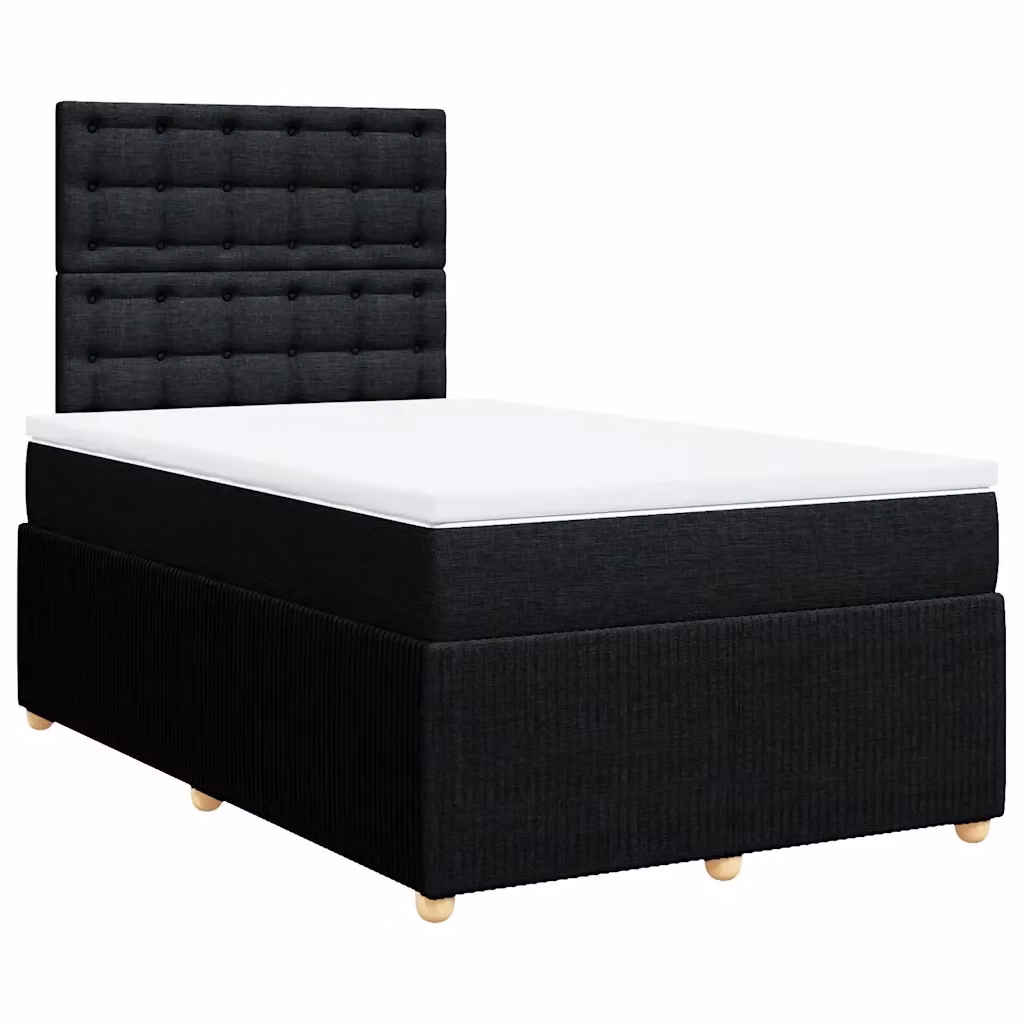 Letto Ibrido vidaXL con Giroletto a Molle e Materasso in Tessuto Nero e Bianco L/P/H: 120 x 190 x 150,5 cm – 2