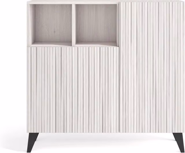 Scarpiera Herdasa effetto bianco ante stampa doghe bianche 87x90x27cm