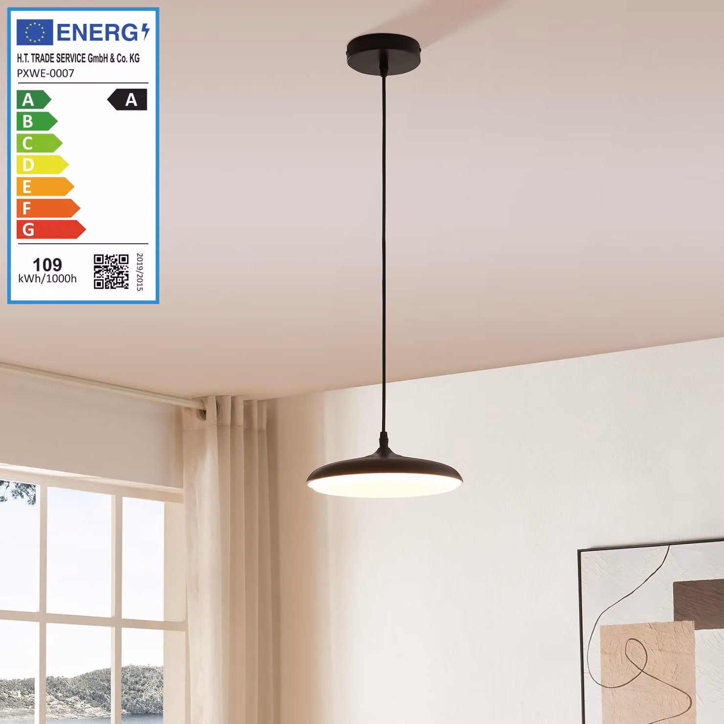 Lampada a sospensione 'Oupilu' con 12 LED integrati Metallo 120 x 25 x 25 cm Nero / Bianco