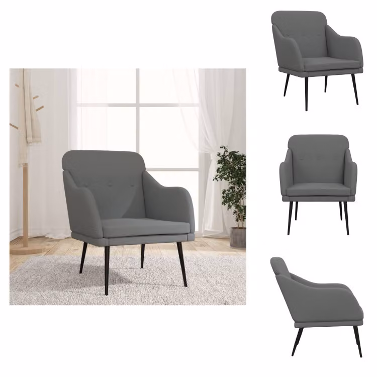 vidaXL Poltrona grigio scuro 63x76x80 cm tessuto - Poltrona