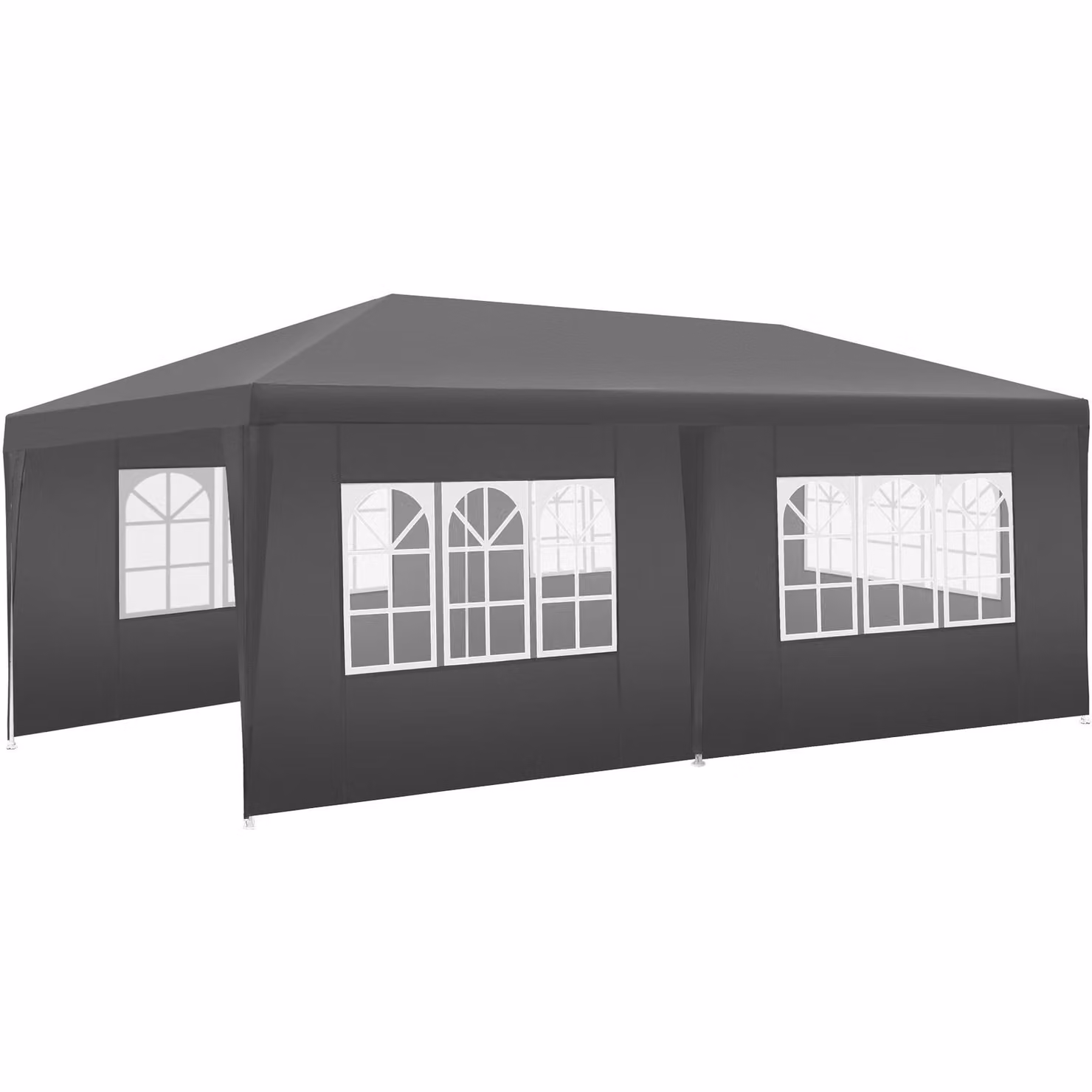 Padiglione Tectake Novara impermeabile con 5 pannelli laterali e finestre, grigio, L: 600 cm, P: 300 cm, H: 250 cm – 3