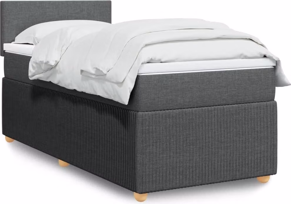 Maison Exclusive - Letto boxspring con materasso grigio scuro 90x200 cm tessuto