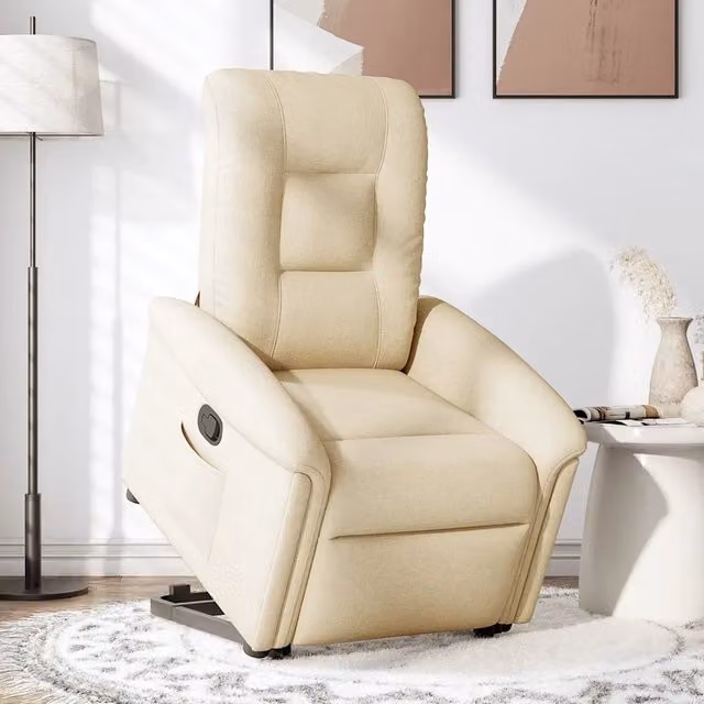 Poltrona Alzapersona Reclinabile con Assistenza Elettrica vidaXL in Tessuto Beige per Senior