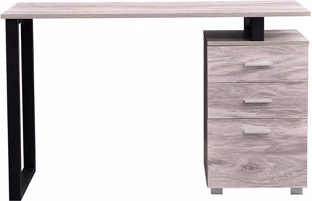 Scrivania Moderna GIORDANOSHOP con Cassettiera per Ufficio e Home Office in MDF e Metallo, Colore Grigio e Nero, L: 120 cm, P: 60 cm, H: 75 cm