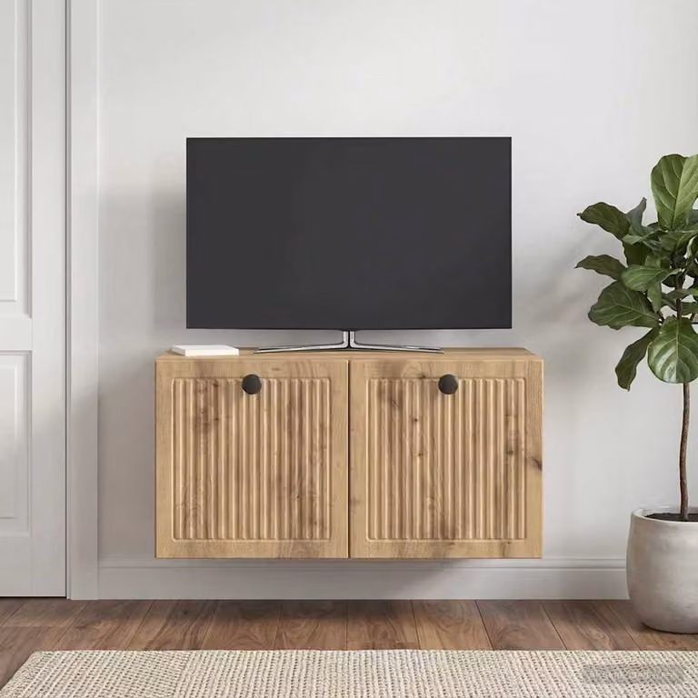 vidaXL Mobile Porta TV da Muro Moderno in Legno Marrone L: 59,5 cm, P: 31 cm, H: 30 cm