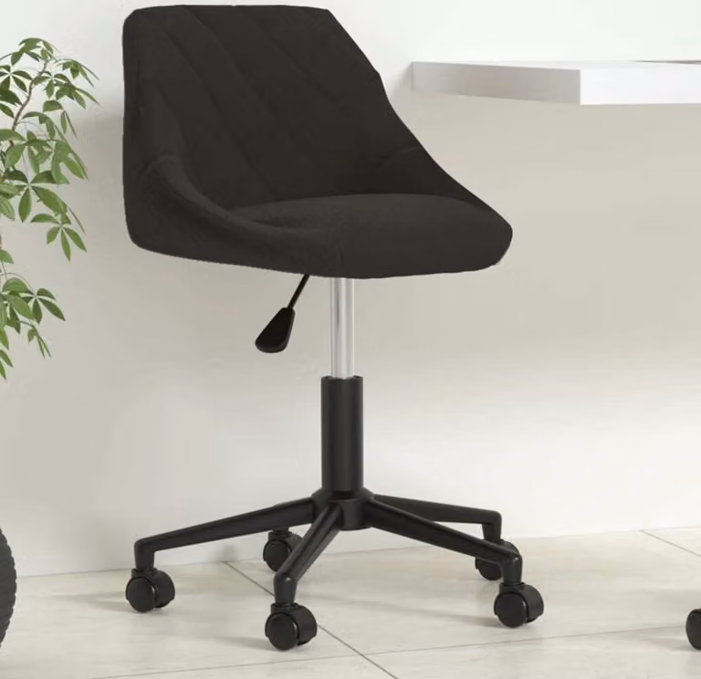 The Living Store Sedia da ufficio girevole in velluto nero