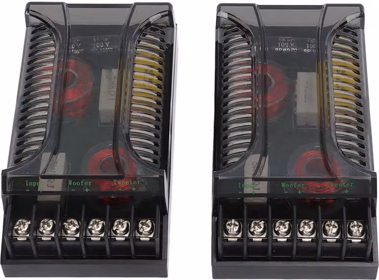 2pcs 2 Way Car Audio Crossover Protezione da sovracorrente Universale Dissipazione di calore Altoparlante Divisore di frequenza