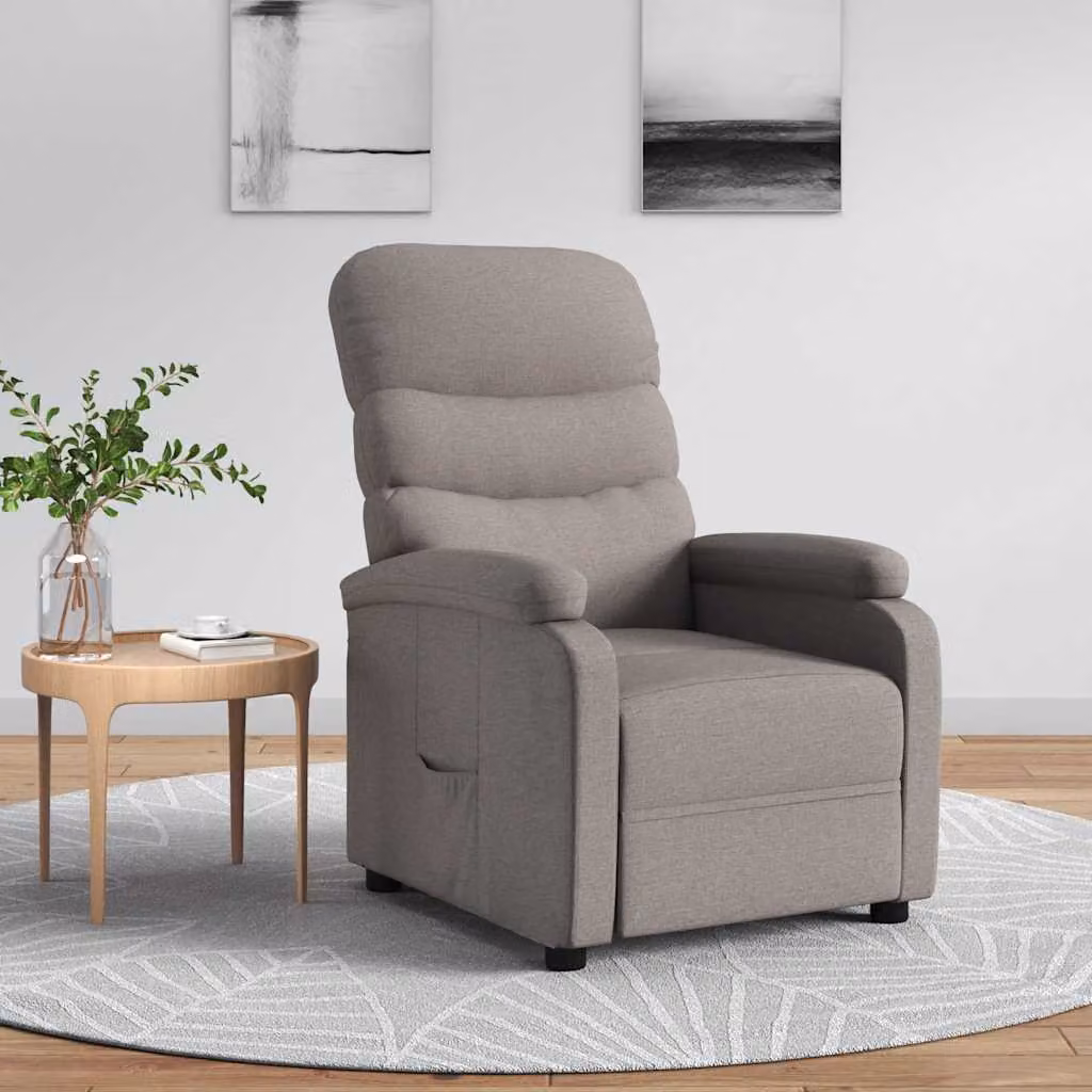 vidaXL Poltrona Reclinabile Relax in Tessuto con Braccioli, Colore Beige/Grigio
