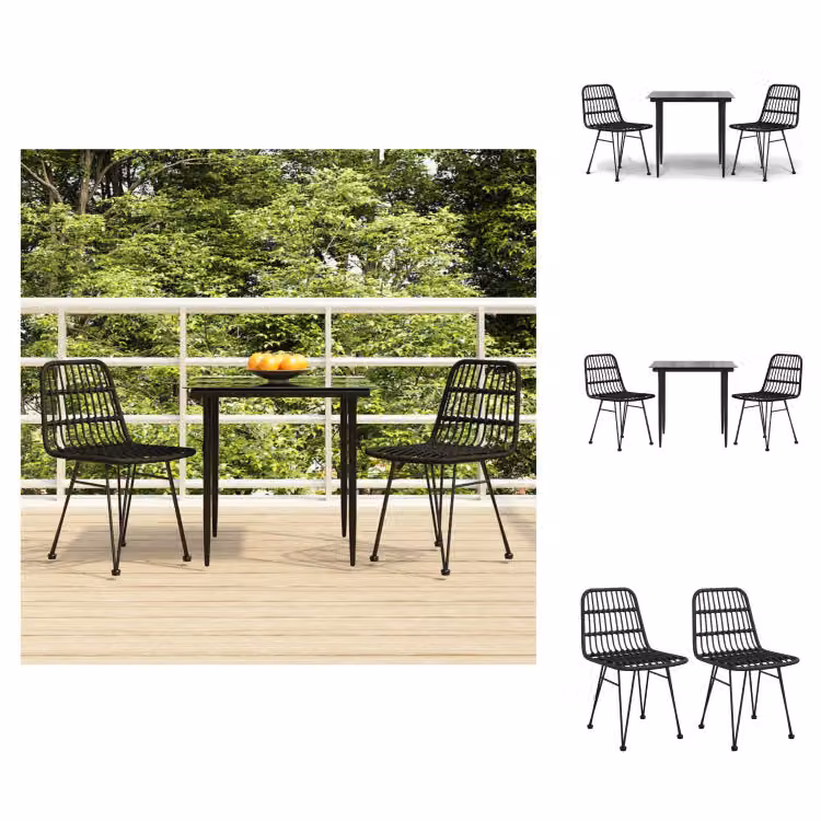 vidaXL Set da pranzo da giardino 3 pezzi in polirattan nero - Set di mobili da giardino