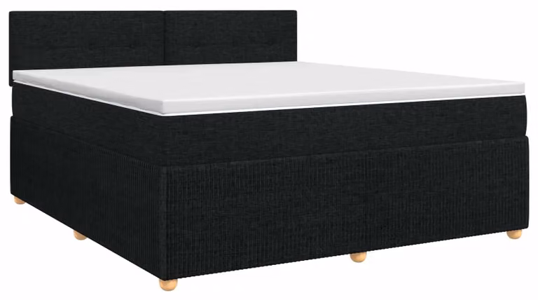 Letto a molle con materasso nero 140 x 190 cm in tessuto