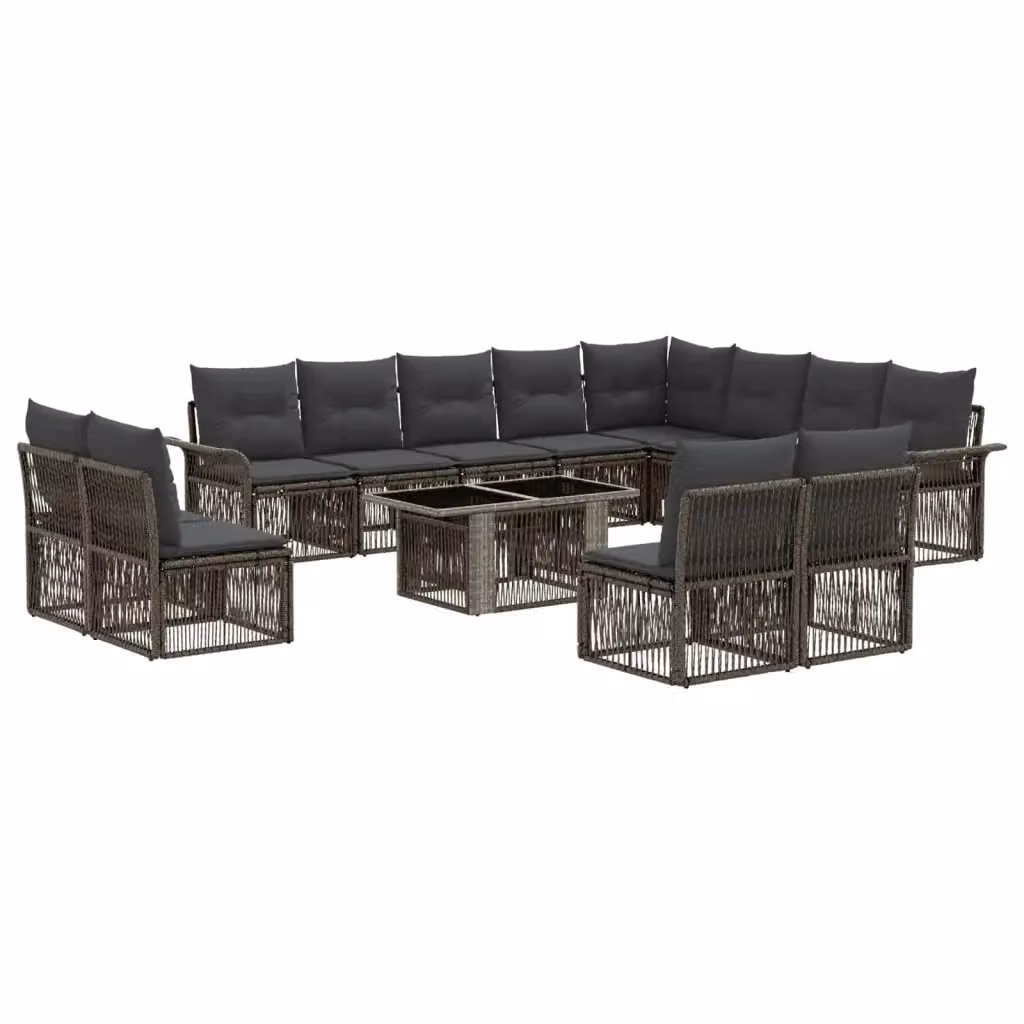 Set Divano da Giardino vidaXL a Forma a L con Tavolino, 13 Pezzi, Grigio e Antracite – 2