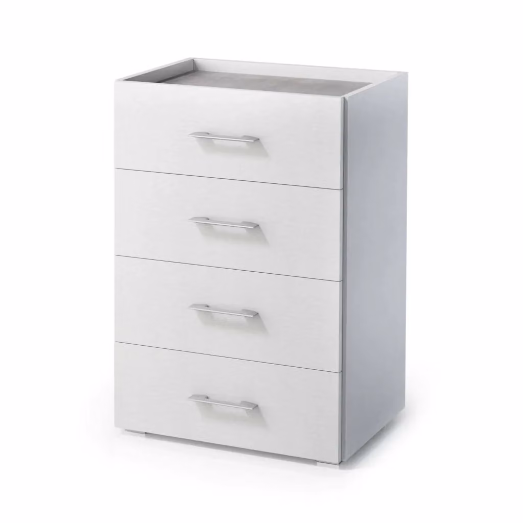 Cassettiera DMORA Settimanale a 4 cassetti per camera da letto o ufficio, Bianco e Grigio, L: 50 cm, P: 41 cm, H: 87 cm – 2