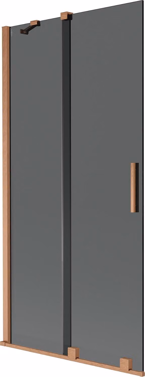 Mexen Velar paratia per vasca da bagno a 2 ante scorrevoli 90 x 150 cm, grafite, rame spazzolato - 896-090-000-41-65