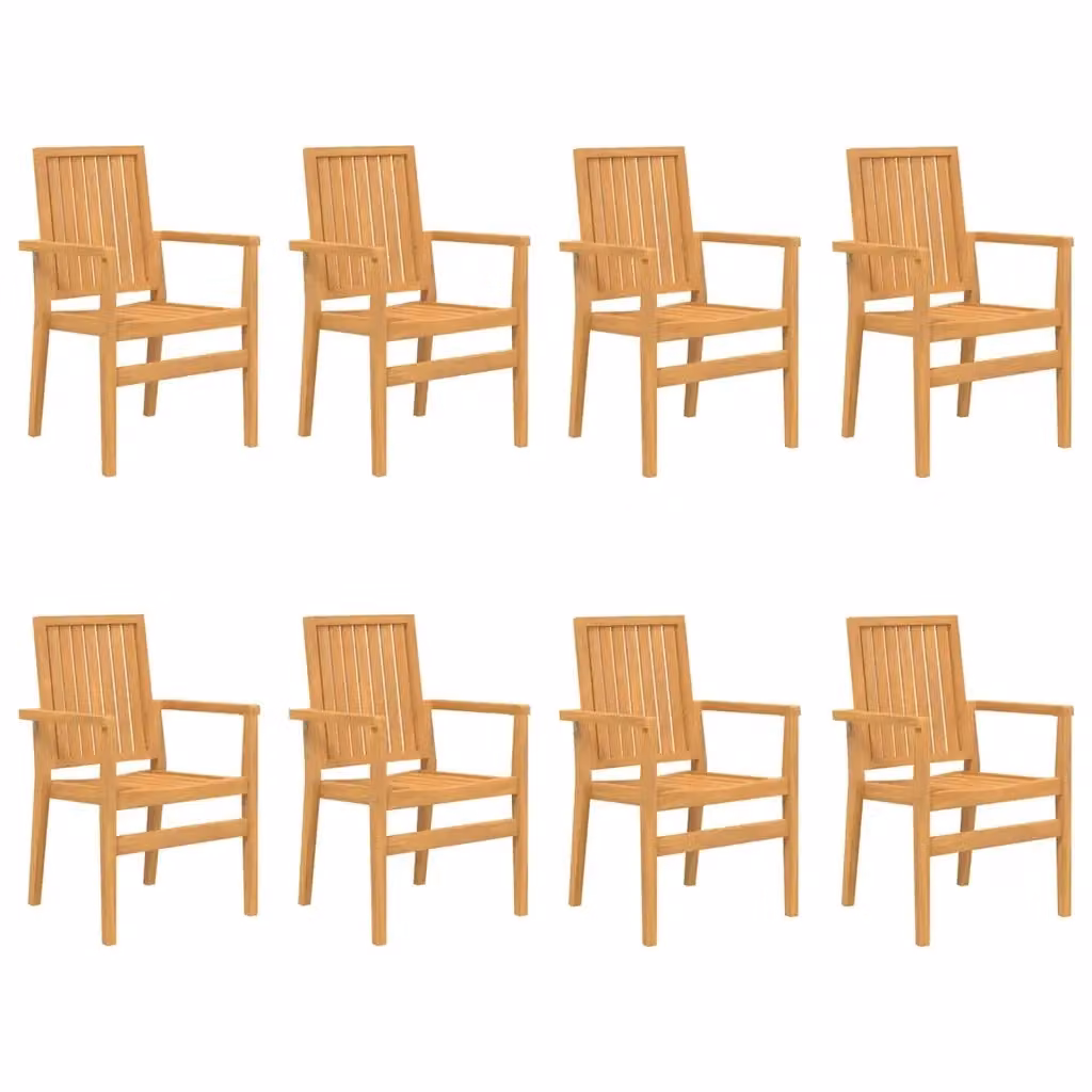 Set di 8 sedie da giardino impilabili vidaXL in legno di teak massello marrone L: 56,5 cm, P: 57,5 cm, H: 91 cm – 2