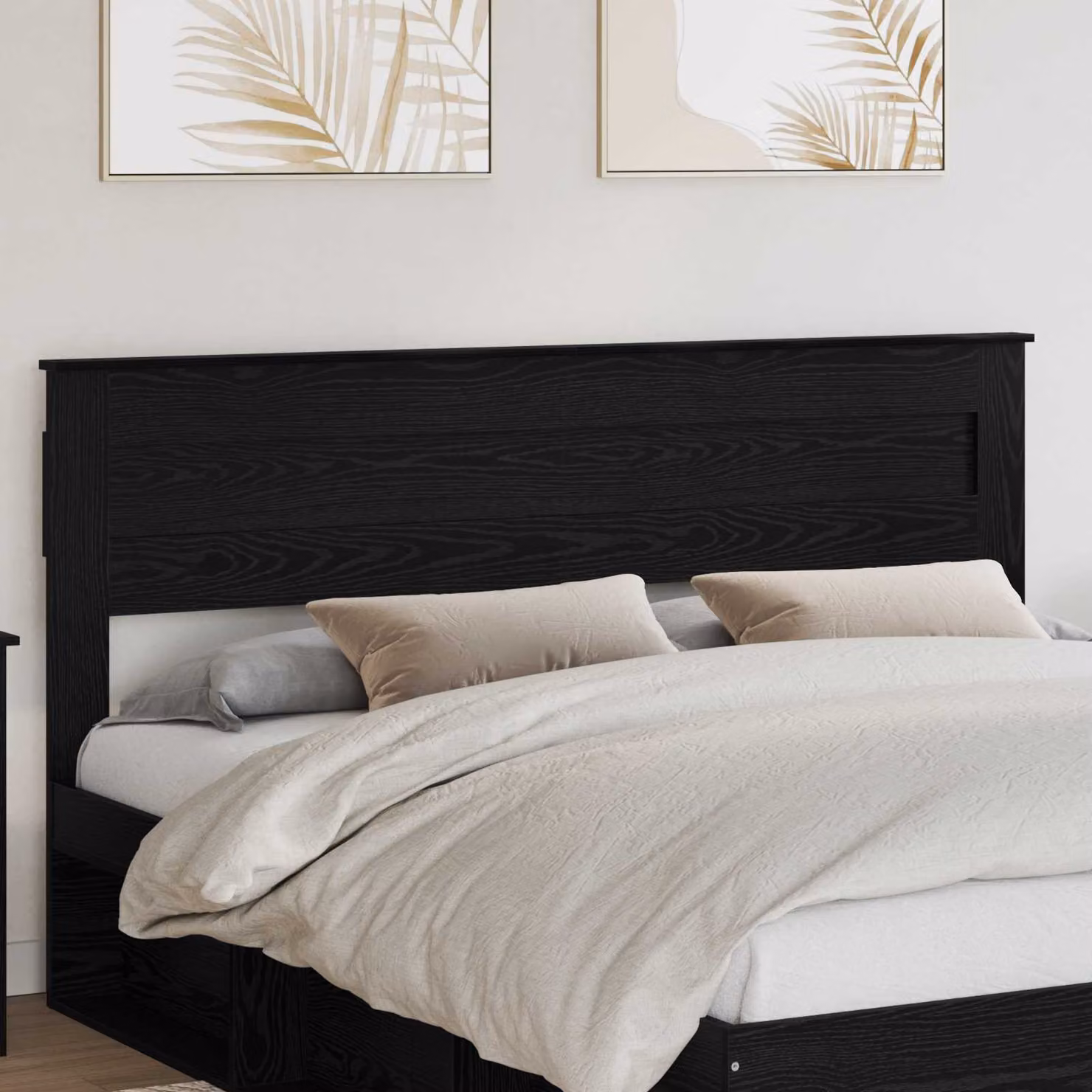Testiera per letto vidaXL in legno ingegnerizzato nero, L: 203 cm, H: 100 cm, P: 7 cm
