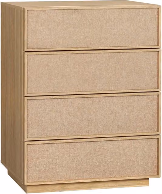 Cassettiera moderna SWEEEK in legno e plastica, marrone e beige – 1