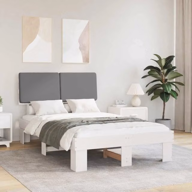 Letto con Testiera Rivestita Grigio Chiaro 120 x 200 cm 877493