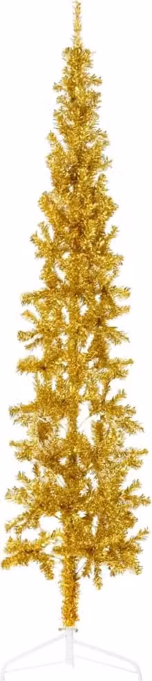 The Living Store Mezzo albero di Natale artificiale con supporto Slim Gold 180 cm