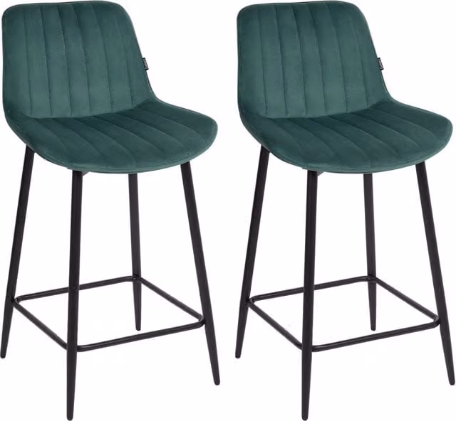 Set di 2 sedie da bar BELIANI in velluto verde con gambe in metallo nero per cucina e soggiorno moderno – 1