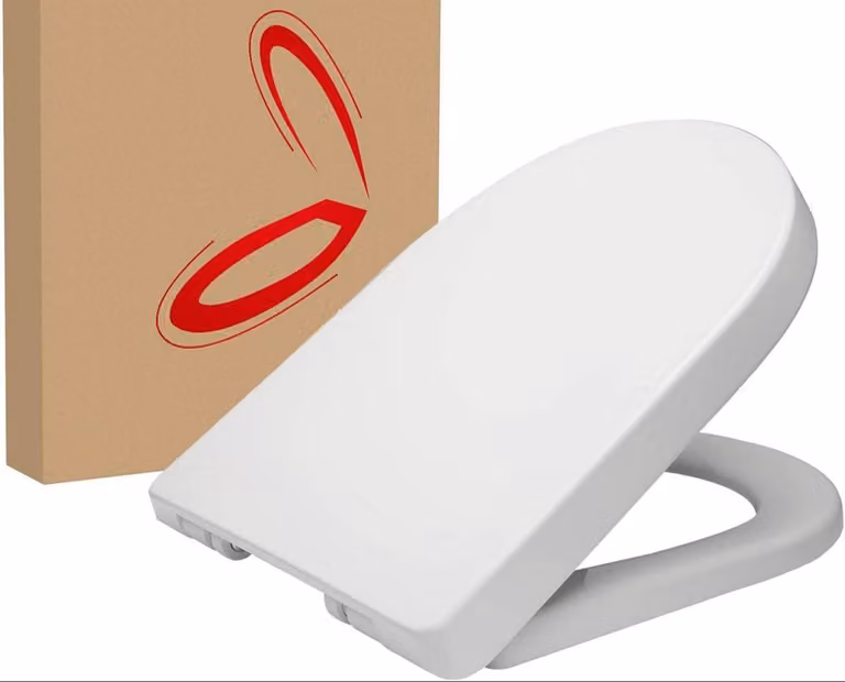 Copertura per WC a forma di "D" con sistema di chiusura automatica e fissaggio rapido | Bianco