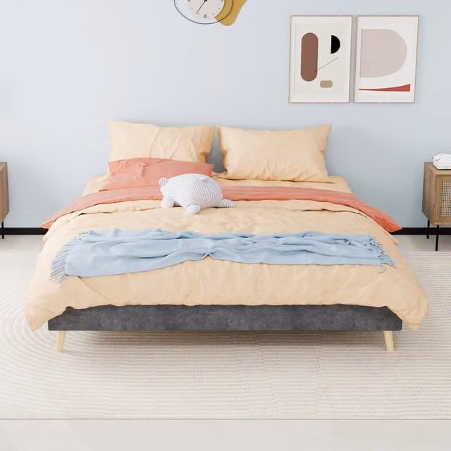 letto moderno in tessuto e metallo grigio 160 x 200 cm