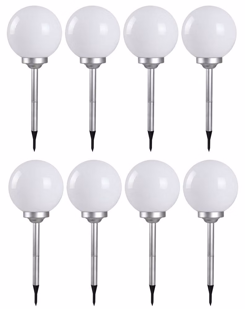 Set da 8 lampade LED solari a spina, a forma di sfera, 30 cm, SOLAR