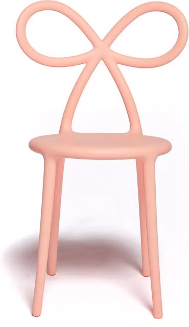 Sedia in polipropilene Qeeboo Ribbon disponibile in bianco, rosa o nero con finitura opaca