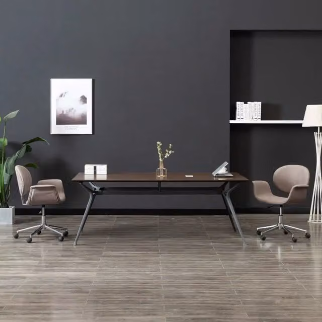 Sedia da Pranzo Girevole Moderna vidaXL in Tessuto Grigio con Ruote – 1