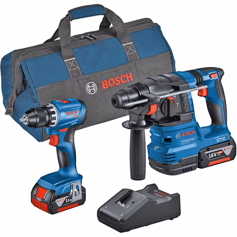 BOSCH Professional 0615A50038 BOSCH Professional GSR 18V-45 + GBH 18V-22 Akku-Bohrhammer-Set 18,0 V, mit 2 Akkus