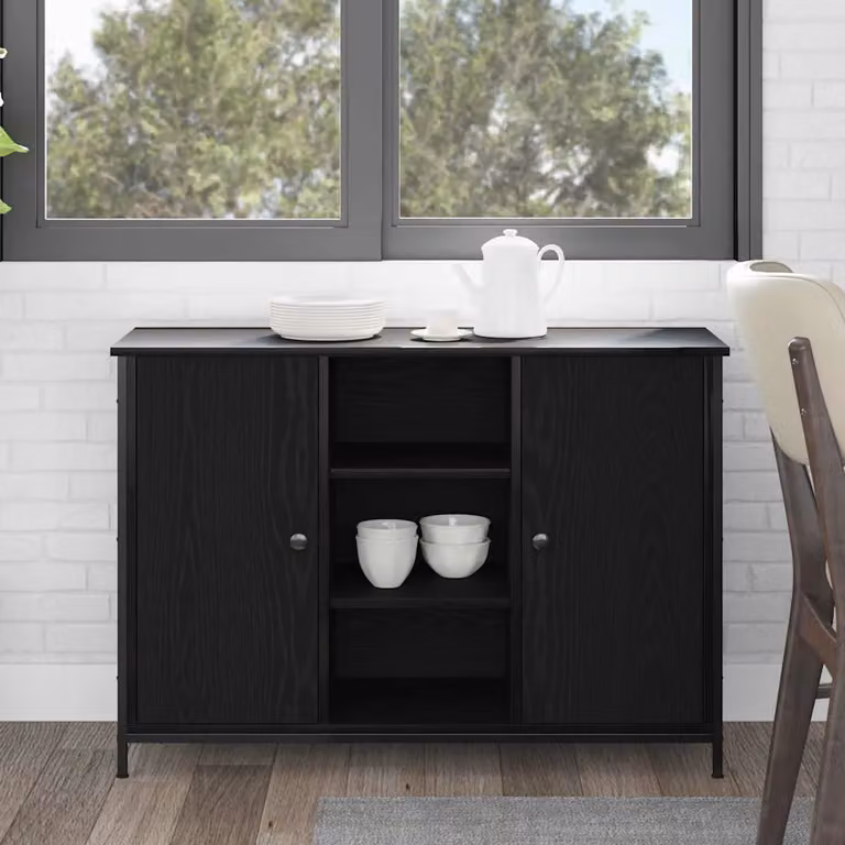 Credenza moderna vidaXL in rovere e nero, L 100 x P 35 x H 70 cm