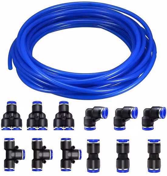 Tubo di ventilazione pneumatico, confezione da 12 pezzi. Tubo pneumatico in poliuretano, lunghezza 10 metri. Diametro esterno: 4 mm, diametro interno: 2,5 mm. Ad alta pressione. Materiale resistente. Adatto per il trasporto di aria/acqua. Tubo per aria