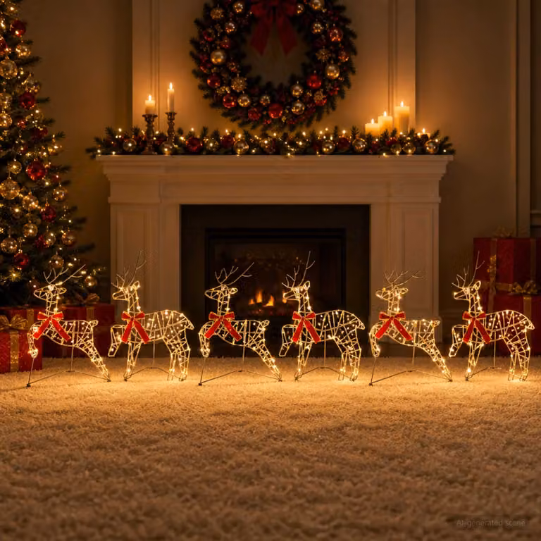 vidaXL Renna di Natale 6 pz 270 LED Bianco caldo