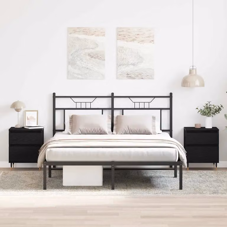 Set di 2 Armadi da Notte vidaXL in MDF Rovere e Nero L: 40 cm, P: 35 cm, H: 50 cm