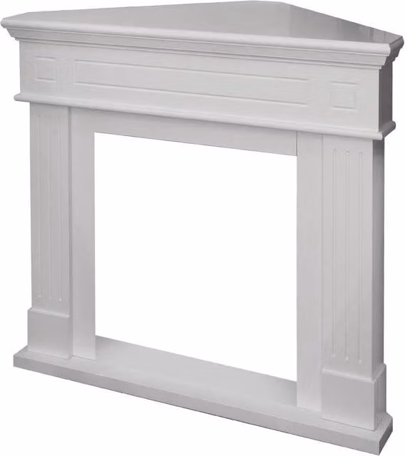 Cornice per Camino ad Angolo Divina Fire in Legno MDF Bianco L: 110 cm, H: 102 cm, P: 63 cm