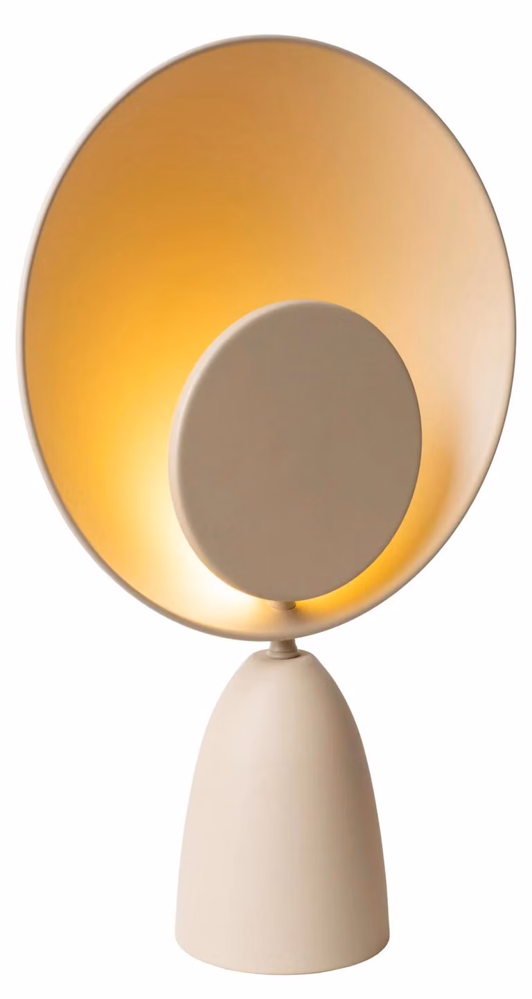 Lucide CASTAMAR – Lampada da tavolo – Diametro 25,5 cm – LED – 1x8 W, 2100 K - Color taupe
