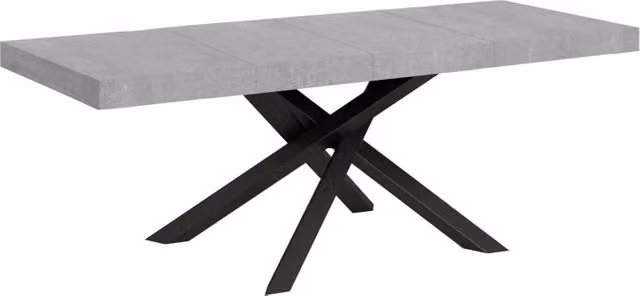 Tavolo allungabile Itamoby Volantis Premium con telaio a X in metallo antracite e piano in laminato effetto cemento L/P/H: 160 x 90 x 77 cm (estendibile fino a 264 cm)