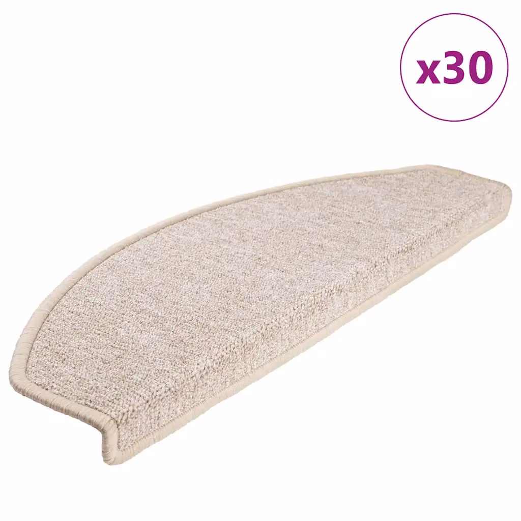 Set di 30 tappetini per scale semicircolari vidaXL, colore tortora, antiscivolo e autoadesivi, L: 65 cm, P: 24 cm, H: 4 cm