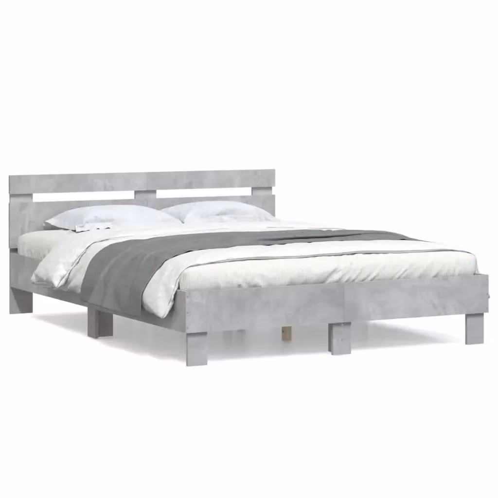 Giroletto con Testiera vidaXL in Legno Multistrato Grigio, L/P/H: 150 x 200 cm – 2