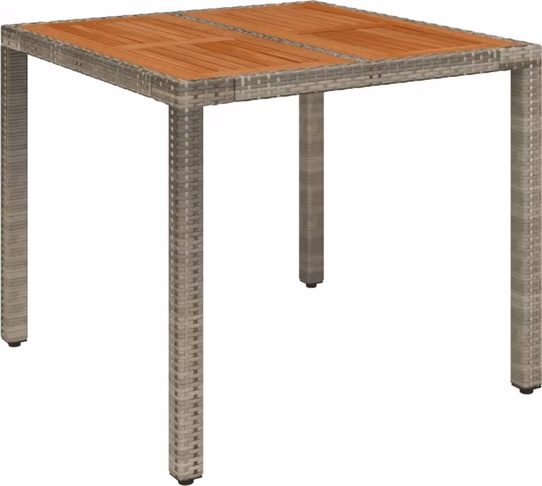 Tavolo da Giardino Piano in Legno Grigio 90x90x75 cm Polyrattan