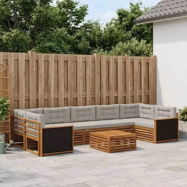 Set di divani da esterno moderno vidaXL in legno di acacia, 8 pezzi, Grigio