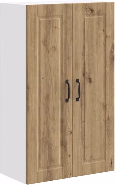 Mobile da cucina moderno a parete HELLOSHOP26 in legno di rovere color marrone con ante a battente e ripiani interni L/P/H: 60 x 31 x 100 cm – 1