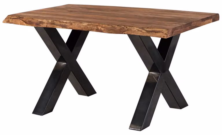 MASSIVMOEBEL24 | FREEFORM 5 tavolo da pranzo in legno di sheesham - verniciato grigio / gambe in ferro X antracite lucido 160x90