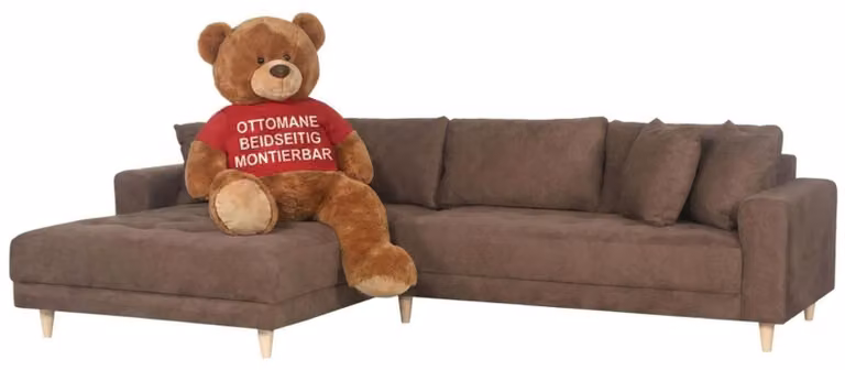 Divano angolare Gorino, grande, color marrone, divano extra large, ideale per il soggiorno, dimensioni 283x176 cm, forma a L