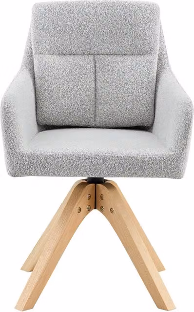 Set di 2 sedie da pranzo girevoli 45x43x87 cm grigio chiaro tessuto e legno