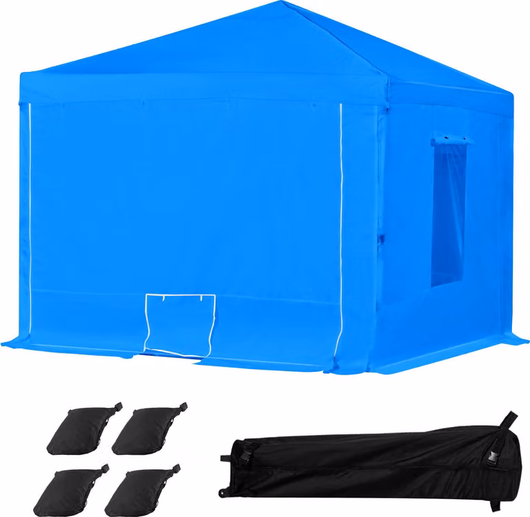 SucceBuy Tenda portatile per cabina di verniciatura (293x293x181 cm) per verniciatura a spruzzo, impermeabile e pieghevole con due finestre a rete per parti di auto, mobili e moto, protezione antispruzzo in blu