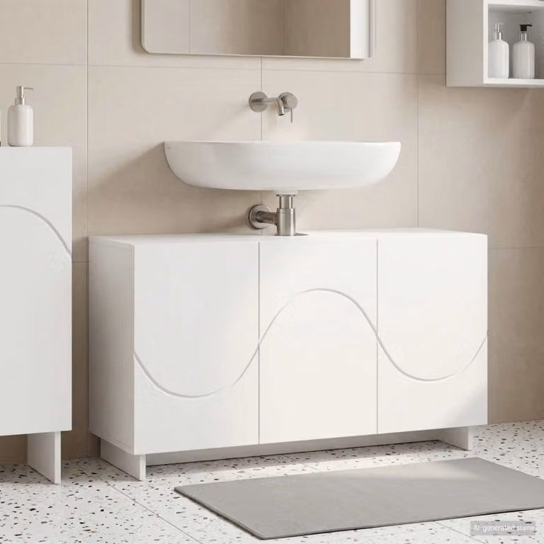 Mobile da bagno vidaXL moderno in MDF bianco lucido L 101 x P 41 x H 58 cm