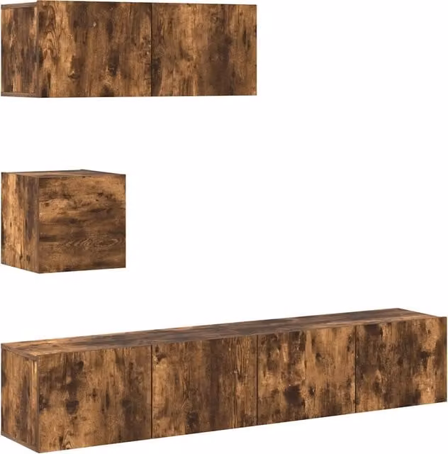 Set di Mobili Porta TV Moderno in Legno Multistrato Rovere Fumo Marrone, L/P/H: 80 x 30 x 30 cm – 1